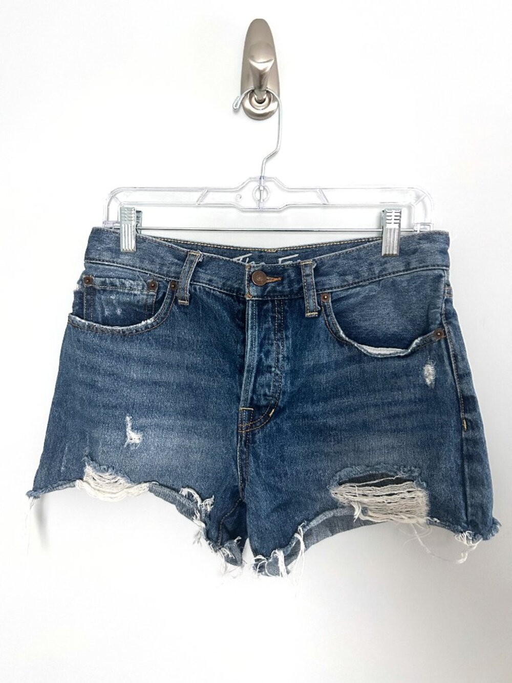 We the Free Distressed Cutoff Denim Shorts Size 28 Raw Hem Festival Boho
